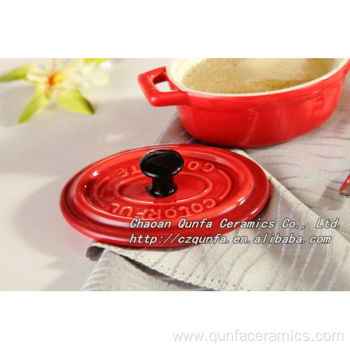 Round casserole with lid and handle QF-006